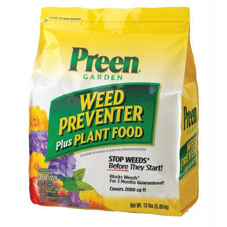 PREEN Weed Preventer Plus Plant Food, Granular, 13 lb Bag 21-63905